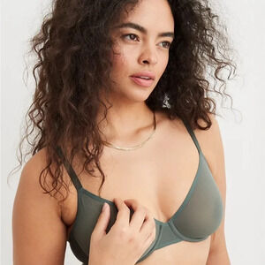 Aerie SMOOTHEZ Mesh Unlined underwire Royal Palm bra size 36D NWT